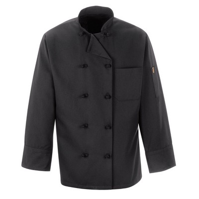 Red Kap Men's Ten-Button Black Chef Coat