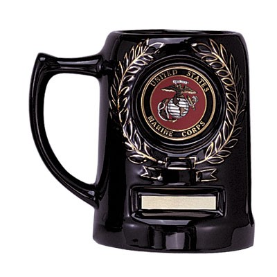 Black Beer Mug w/2" Insert Space & Engraving Plate