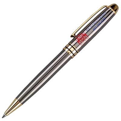 Twist Action Brass Ballpoint Pen w/ Enamel Finish & Gold Trim