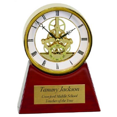 Executive Rosewood/Gold Piano Finish Clock 7 1/4" H