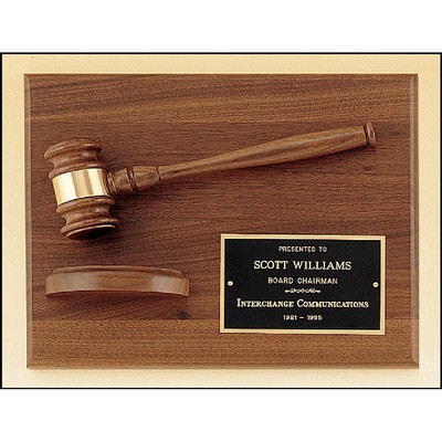 Walnut Plaque with Walnut Gavel 9x12