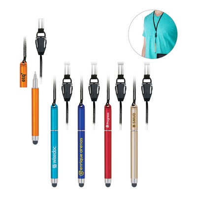 Plastic Stylus Pen with Detachable Lanyard