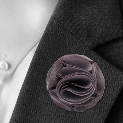 Gray Floral Lapel Pin