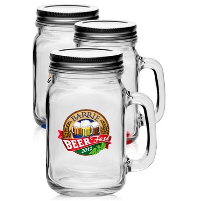 16 Oz. Libbey® Handle Mason Jars w/ Lids