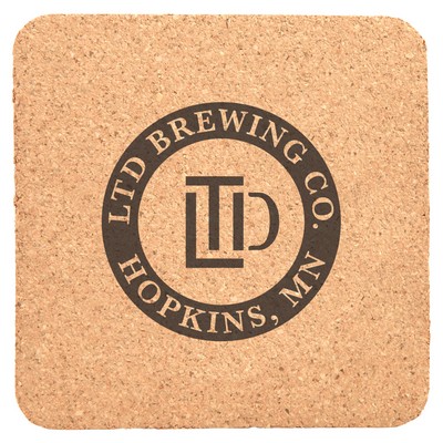 Square Natural Cork Coasters (4")