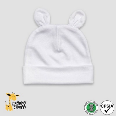 Baby Bear Ears Beanie Hats White 65% Polyester 35% Cotton - Laughing Giraffe®