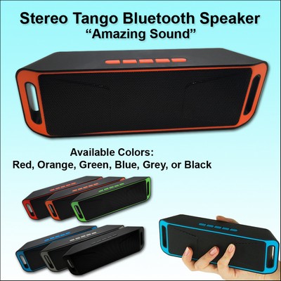 Black/Orange "Amazing Sound" Stereo Tango Bluetooth Speaker