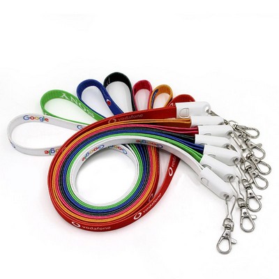 Two-In-One Polyester Lanyard USB Cable