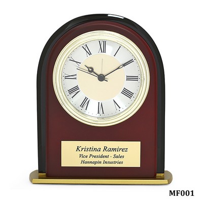 Mahogany Finish Arch Clock, 5-1/2"W x 6-1/2"H