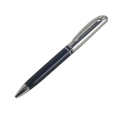 Classic Silver Collection Black/Silver Ball Point Pen with Pocket Clip