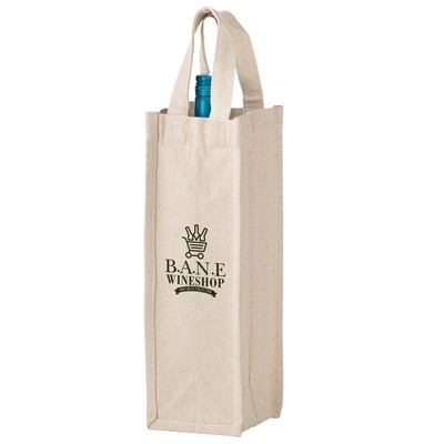 4 1/2"x4 1/2"x14" Heavyweight Cotton Canvas 1 Bottle Wine Tote