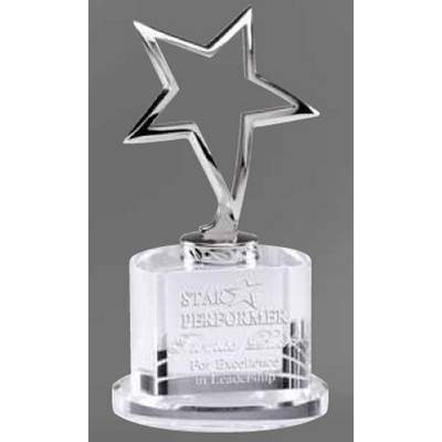 Silver Star On Crystal Base