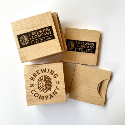 3.5" x 3.5" - Square Wood Bottle Opener Coaster