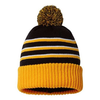 Richardson® Stripe Pom Cuffed Beanie