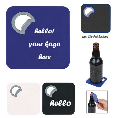 Plastic Square Bottle Opener Beer Mat Pad Bottle Opener Coaster with Logo