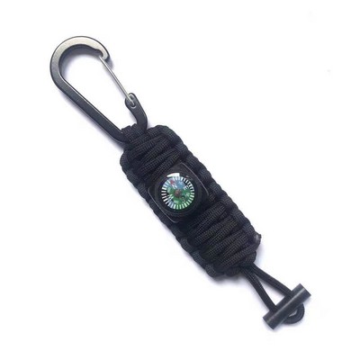 Paracord Keychain w/Carabiner Survival Keychain w/Flint