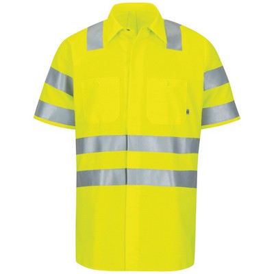 Red Kap Hi-Visibility - Men's Short Sleeve Hi-Visibility Ripstop Work Shirt, Type R, Class 3