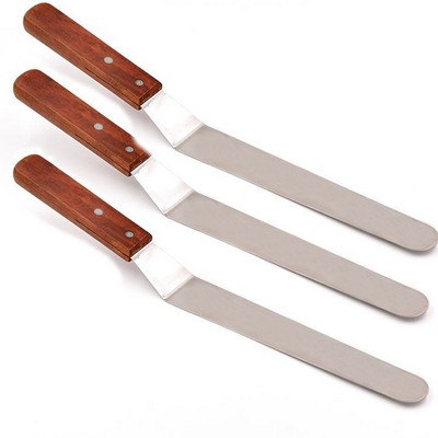 8" Angled Cake Icing Spatula with Wooden Handle