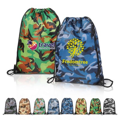 Waterproof 210D Camo Drawstring Bag