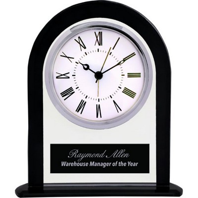 6.25" Black/Clear Glass Arch Clock