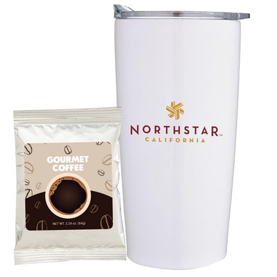 Promo Revolution - 20 Oz. Vacuum Sealed Straight Tumbler Gift Set w/Gourmet Coffee Packet