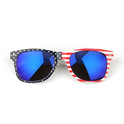 Plastic USA Patriotic Miami Sunglasses w/Mirror Lenses