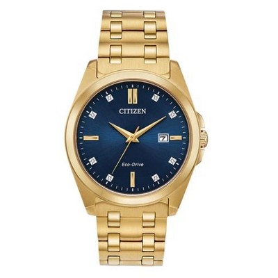 Citizen® Men's Corso Diamond Collection Eco-Drive® Gold-Tone Watch w/Blue Dial