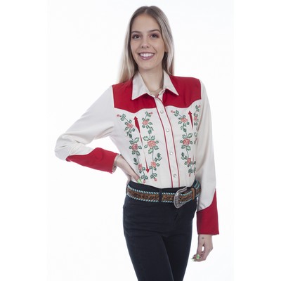 Blouse w/Embroidered Roses