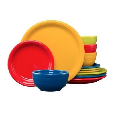 Fiesta Service 12 PC Bistro Bright Plates & Bowls