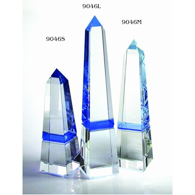 Eminence Obelisk Crystal Award Blue/Clear (SANDBLAST)