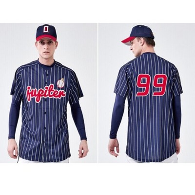 Premium Full Sublimation Full Button Front Baseball Jersey - Star Dot Mesh