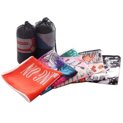 Fully Color Printed Ice Towel w/String Mesh Pouch