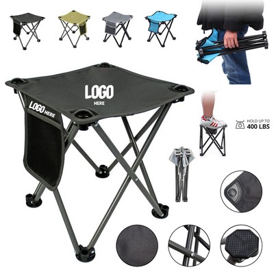 Portable Folding Camp Stool With Pocket