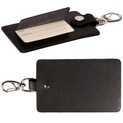 Bonded Leather Luggage Tag With Silver Zinc Alloy Swivel Hook Clasp