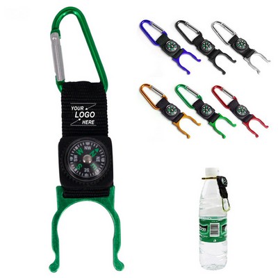 Outdoor Bottle Holder with Compass and Carabiner Clip