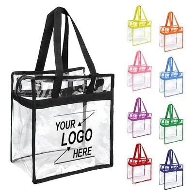 Clear PVC Tote Bag with Colorful Handles