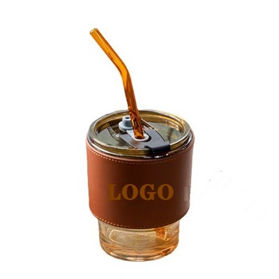 Glass Coffee Cups w/Straw