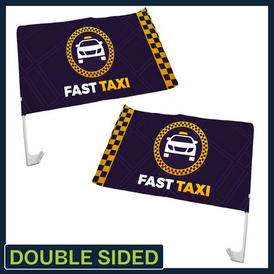 Double Sided Economic Car Flag w/ 17.7" Pole