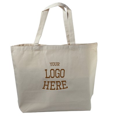 Jumbo canvas tote with canvas handles