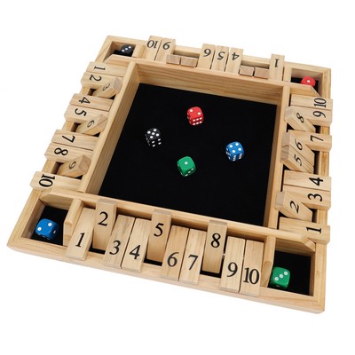 4 Player Shut the Box Game, Natural, 12"