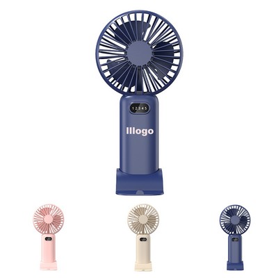 Handheld USB Fan with Smart LED Digital Display and 5 Speeds