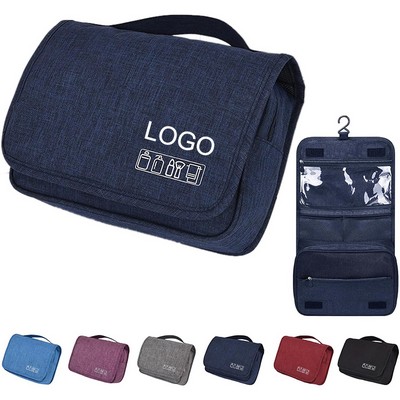 Water-Resistant Multi Toiletry Polyester Hanging Cosmetic Bag Dry Wet Separation 9"x3 1/3"x7"