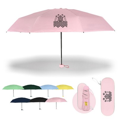 Travel Mini Folding Umbrella With Case (42'' Arc)