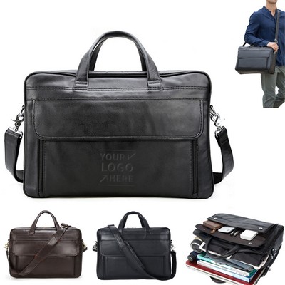 Premium Cowhide Business Briefcase Shoulder Bag