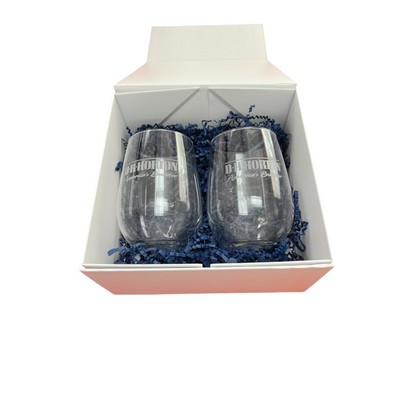 Stemless Wine Glasses Gift Set