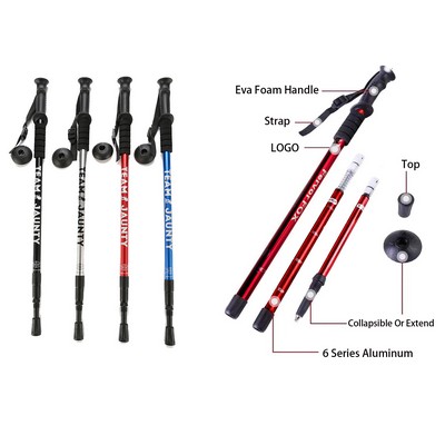 Hiking Foldable Aluminum Alloy Straight Alpenstock 53"L