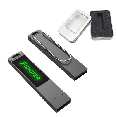 16G USB 3.0 Flash Drive With LED Light Up Logo With Tin Box Package