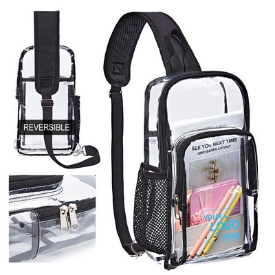 Clear PVC Sling Backpack - Transparent Travel Crossbody Bag