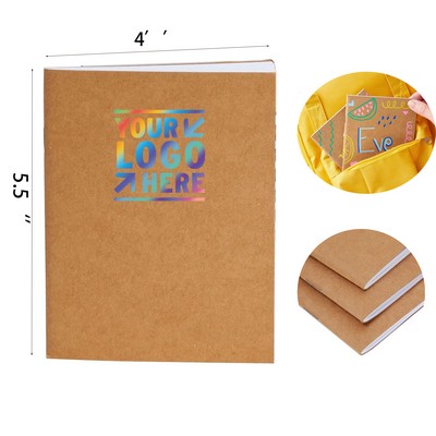 4 x 5.5 Inches 48 Lined Pages 24 Sheets Small Kraft Paper Notebook for Kids Students Sketching