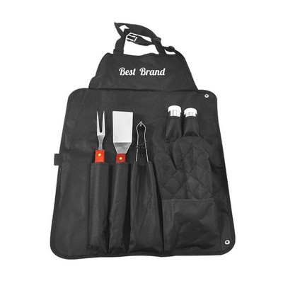 7 pcs BBQ Grill Tool Set With Apron